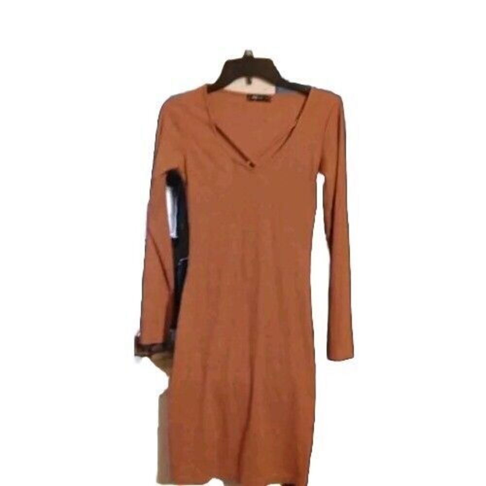 FB Sister V- Neck dress Coral Fall Vibes Cozy Warm School Work